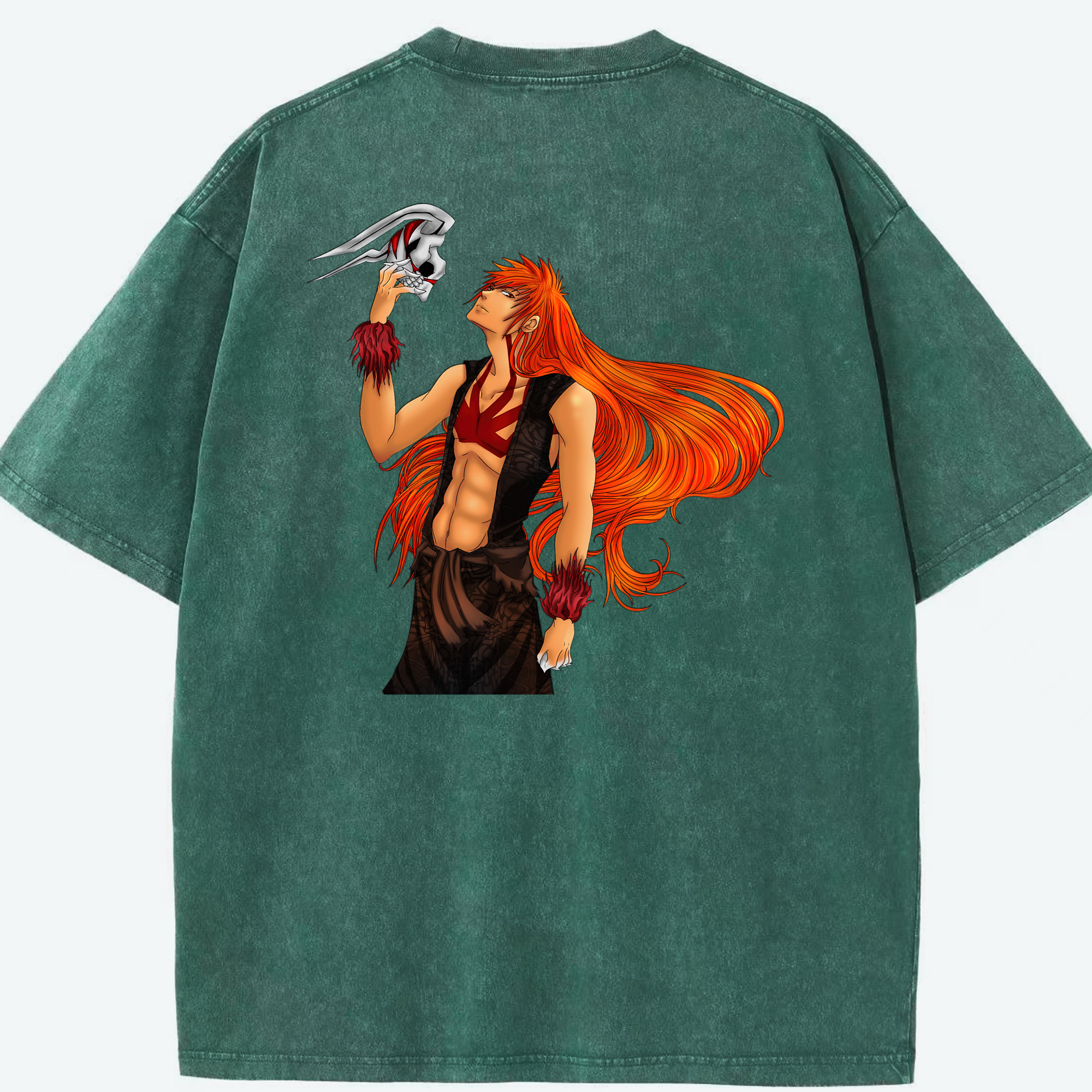 （画像用） ブリーチ 黒崎一護（くろさき いちご）BLEACH Kurosaki Ichigo 綿100% ヴィンテージ風 半袖Tシャツ（背面プリント）